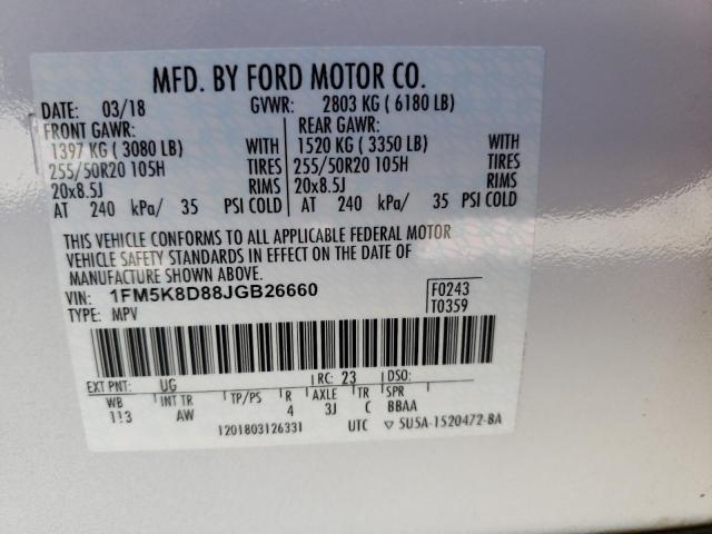 Photo 10 from auction – 2018 FORD EXPLORER X with VIN 1FM5K8D88JGB26660