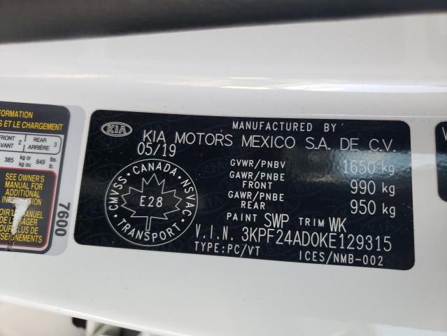 Photo 10 from auction – 2019 KIA FORTE FE with VIN 3KPF24AD0KE129315