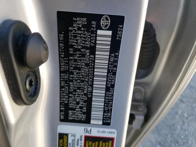 Photo 10 from auction – 2012 TOYOTA CAMRY BASE with VIN 4T1BF1FK2CU512728
