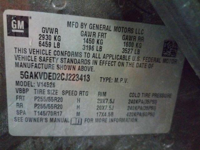 Photo 10 from auction – 2012 BUICK ENCLAVE with VIN 5GAKVDED2CJ223413