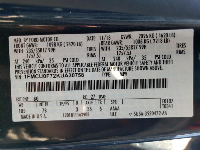 Photo 10 from auction – 2019 FORD ESCAPE S with VIN 1FMCU0F72KUA30758