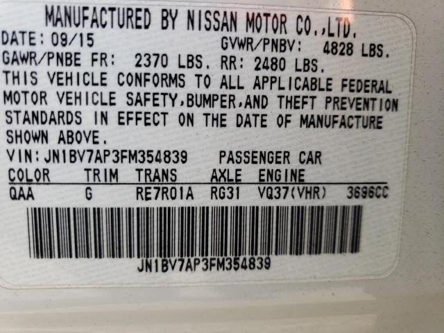 Photo 10 from auction – 2015 INFINITI Q50 BASE with VIN JN1BV7AP3FM354839