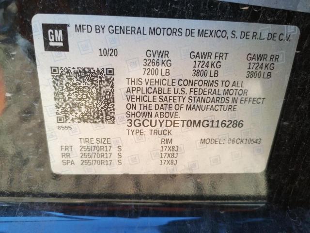Photo 10 from auction – 2021 CHEVROLET SILVERADO with VIN 3GCUYDET0MG116286