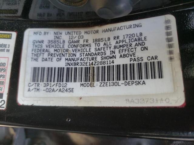 Photo 10 from auction – 2004 TOYOTA COROLLA CE with VIN 1NXBR32E14Z288114