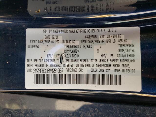 Photo 10 from auction – 2021 MAZDA 3 PREFERRE with VIN 3MZBPBCL6MM251367