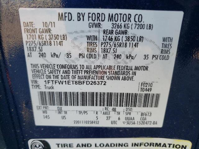 Photo 10 from auction – 2011 FORD F150 SUPER with VIN 1FTFW1ET8BFD26372