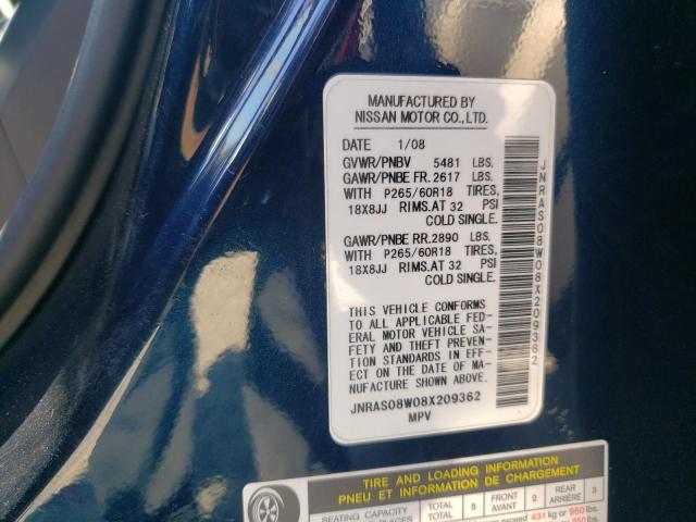 Photo 10 from auction – 2008 INFINITI FX35 with VIN JNRAS08W08X209362