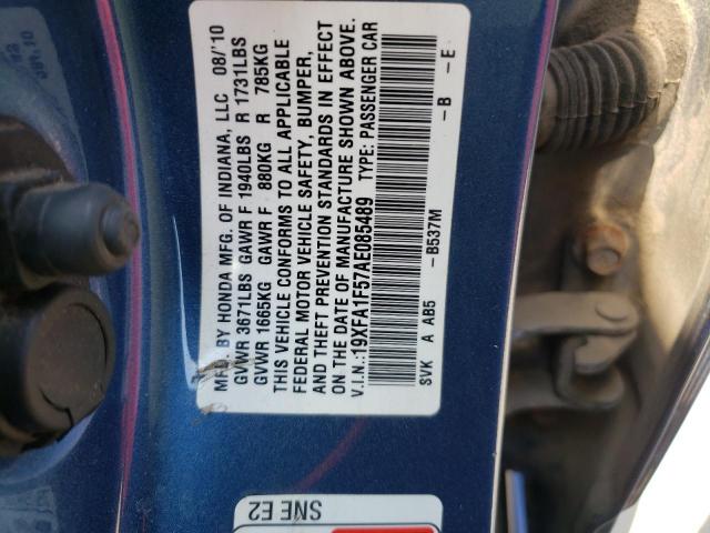 Photo 10 from auction – 2010 HONDA CIVIC LX with VIN 19XFA1F57AE085489