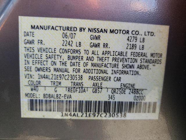 Photo 10 from auction – 2007 NISSAN ALTIMA 2.5 with VIN 1N4AL21E97C230538