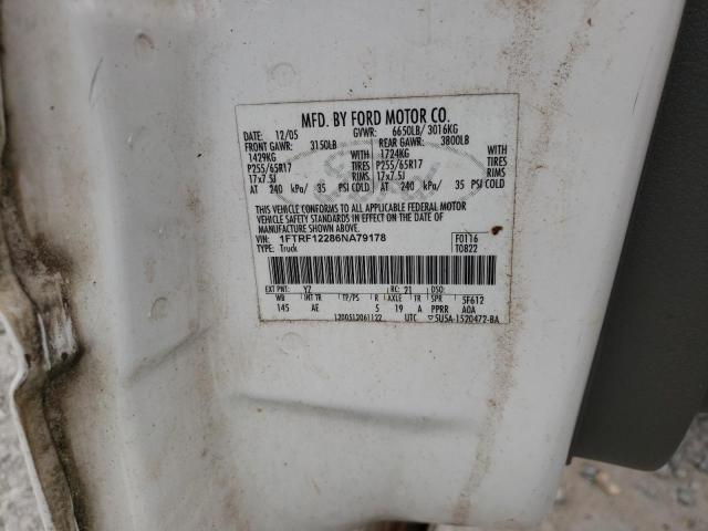 Zdjęcie 10 z aukcji – 2006 FORD F150 z VIN 1FTRF12286NA79178
