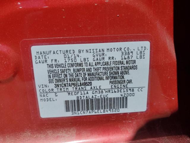 Photo 10 from auction – 2014 NISSAN VERSA S with VIN 3N1CN7AP6EL849520