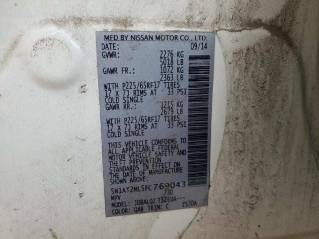 Photo 10 from auction – 2015 NISSAN ROGUE S with VIN 5N1AT2ML5FC769043