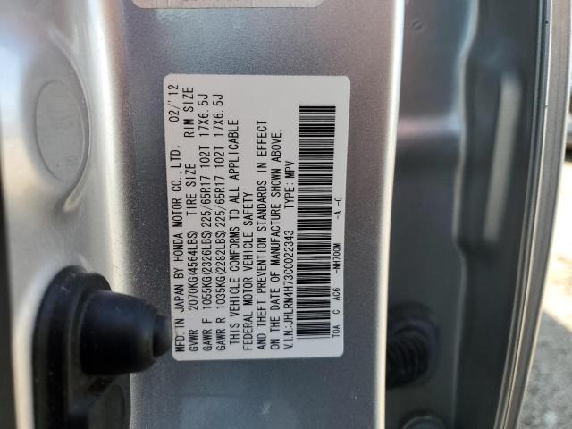 Photo 10 from auction – 2012 HONDA CR-V EXL with VIN JHLRM4H73CC022343