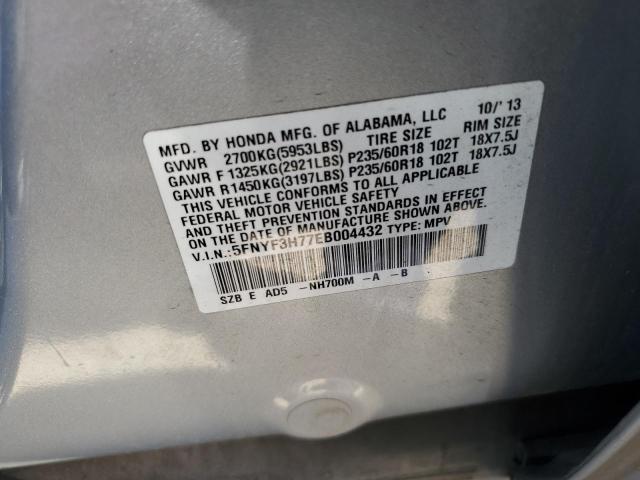 Photo 10 from auction – 2014 HONDA PILOT EXLN with VIN 5FNYF3H77EB004432