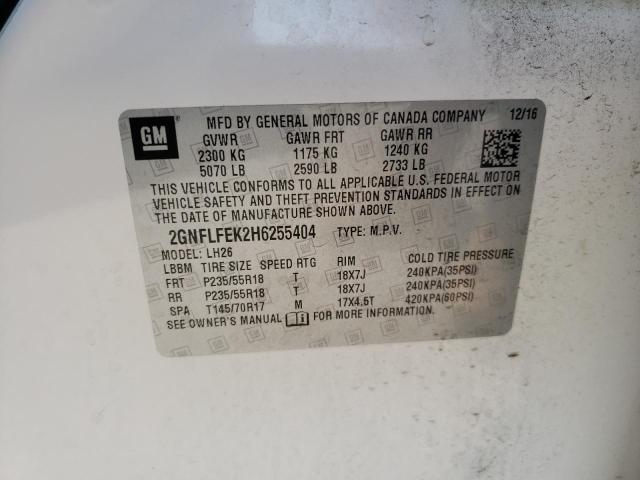 Photo 10 from auction – 2017 CHEVROLET EQUINOX LT with VIN 2GNFLFEK2H6255404