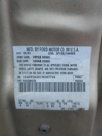 Photo 10 from auction – 2001 FORD FOCUS SE with VIN 1FAFP36301W307746