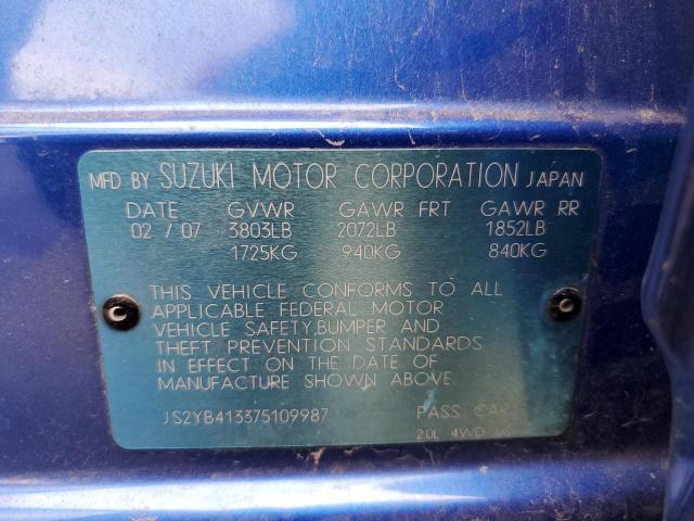 Photo 10 from auction – 2007 SUZUKI SX4 AWD with VIN JS2YB413375109987