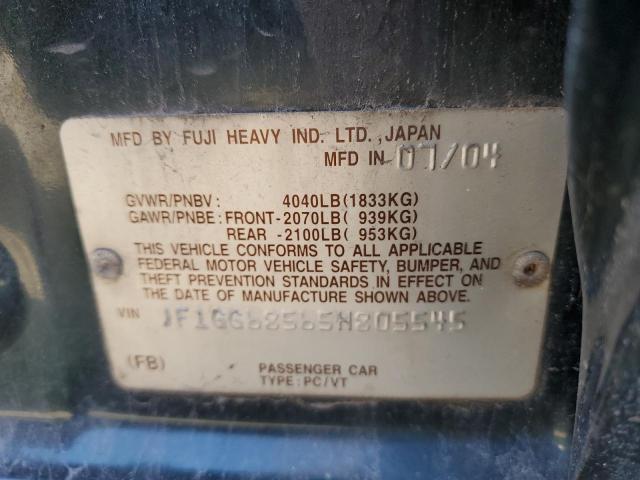 Photo 10 from auction – 2005 SUBARU IMPREZA OU with VIN JF1GG68565H805545
