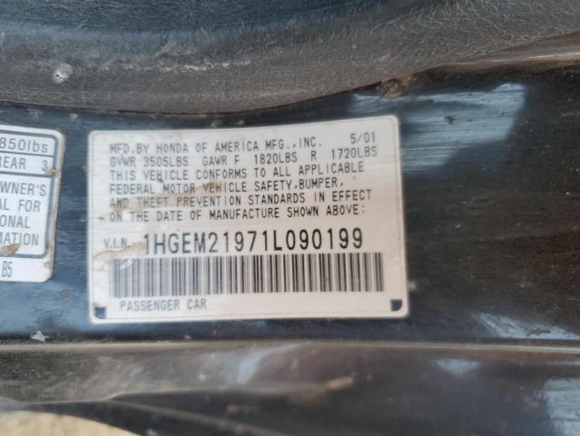 Photo 10 from auction – 2001 HONDA CIVIC SI with VIN 1HGEM21971L090199