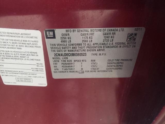 Photo 10 from auction – 2011 CHEVROLET EQUINOX LT with VIN 2CNALDEC6B6380523