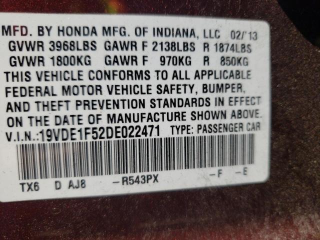 Photo 10 from auction – 2013 ACURA ILX 20 PRE with VIN 19VDE1F52DE022471