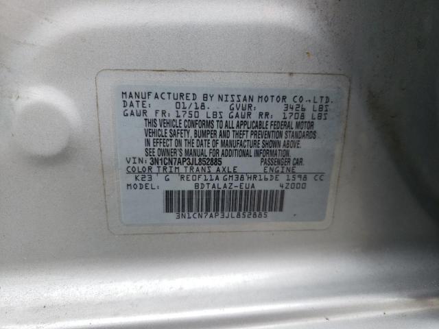 Photo 10 from auction – 2018 NISSAN VERSA S with VIN 3N1CN7AP3JL852885