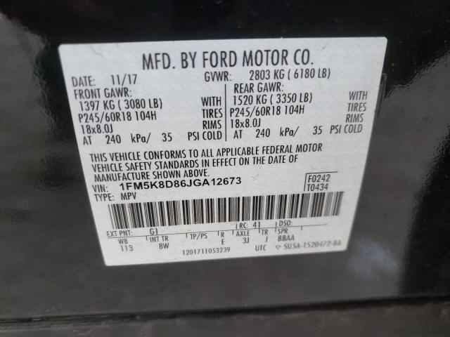 Photo 10 from auction – 2018 FORD EXPLORER X with VIN 1FM5K8D86JGA12673