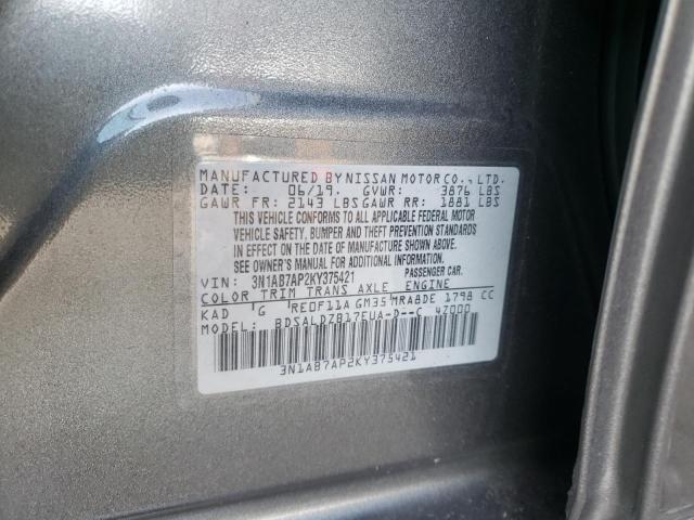 Photo 10 from auction – 2019 NISSAN SENTRA S with VIN 3N1AB7AP2KY375421