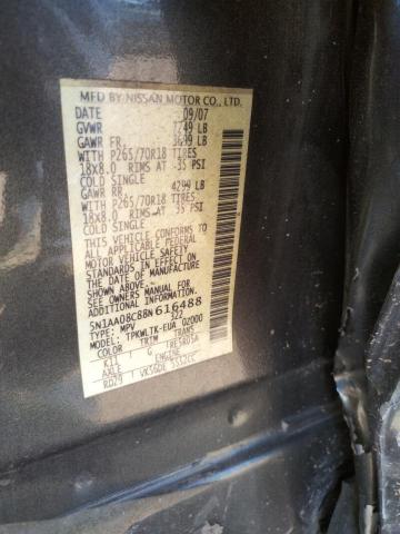 Photo 10 from auction – 2008 NISSAN ARMADA SE with VIN 5N1AA08C88N616488