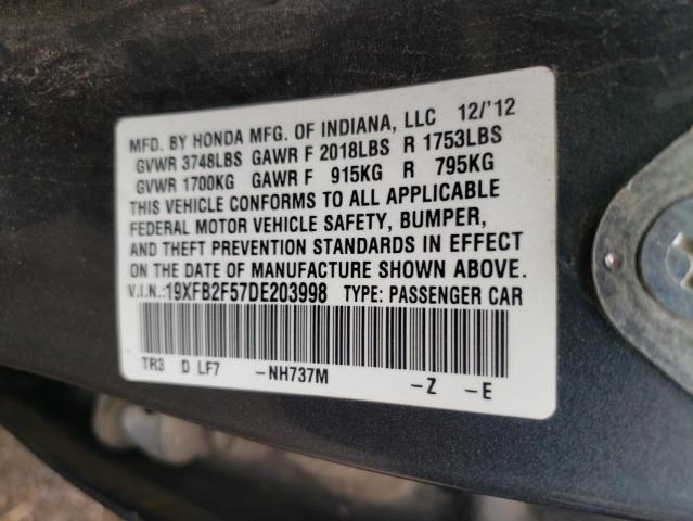 Photo 10 from auction – 2013 HONDA CIVIC LX with VIN 19XFB2F57DE203998