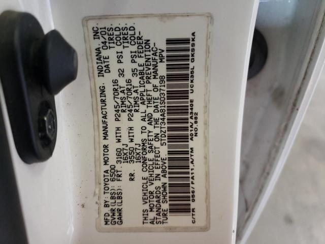 Photo 10 from auction – 2001 TOYOTA SEQUOIA SR with VIN 5TDZT34A81S037198