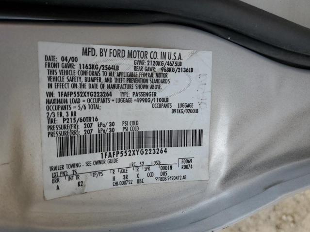 Photo 10 from auction – 2000 FORD TAURUS SES with VIN 1FAFP552XYG223264