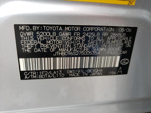 Photo 10 from auction – 2007 LEXUS GS 450H with VIN JTHBC96S275005354