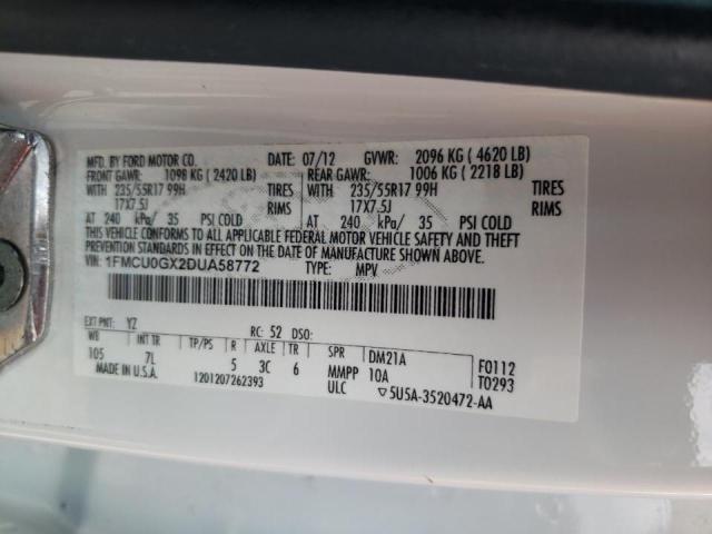 Photo 10 from auction – 2013 FORD ESCAPE SE with VIN 1FMCU0GX2DUA58772
