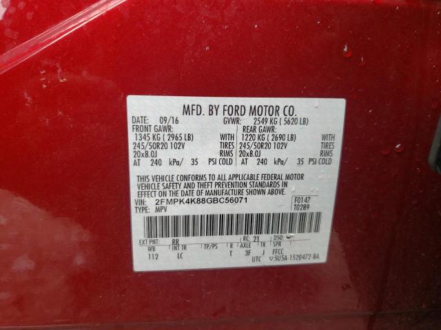 Photo 10 from auction – 2016 FORD EDGE TITAN with VIN 2FMPK4K88GBC56071
