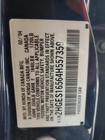 Photo 10 from auction – 2004 HONDA CIVIC LX with VIN 2HGES16564H557359