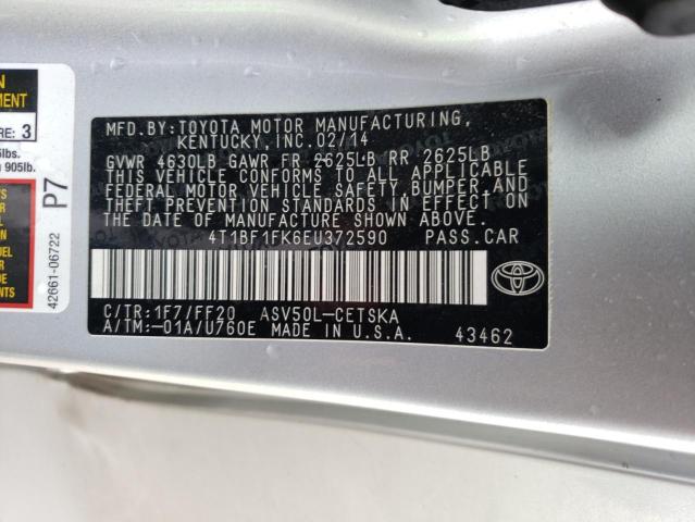Photo 10 from auction – 2014 TOYOTA CAMRY L with VIN 4T1BF1FK6EU372590