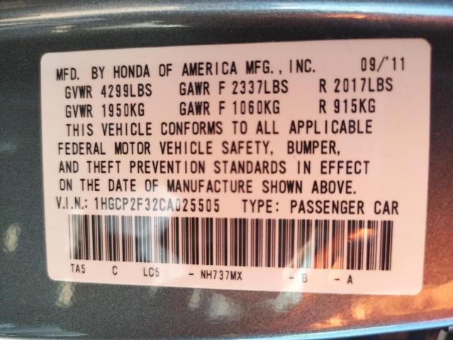 Photo 10 from auction – 2012 HONDA ACCORD LX with VIN 1HGCP2F32CA025505