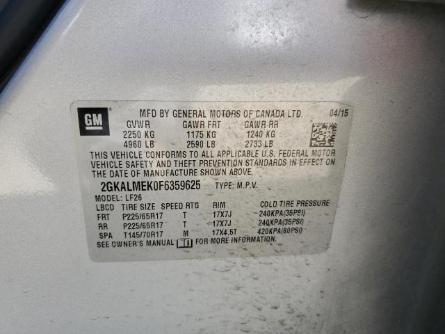 Photo 10 from auction – 2015 GMC TERRAIN SL with VIN 2GKALMEK0F6359625