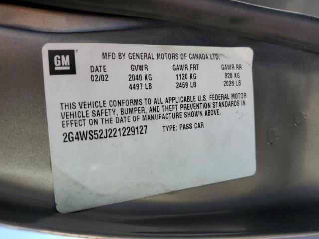 Photo 10 from auction – 2002 BUICK CENTURY CU with VIN 2G4WS52J221229127