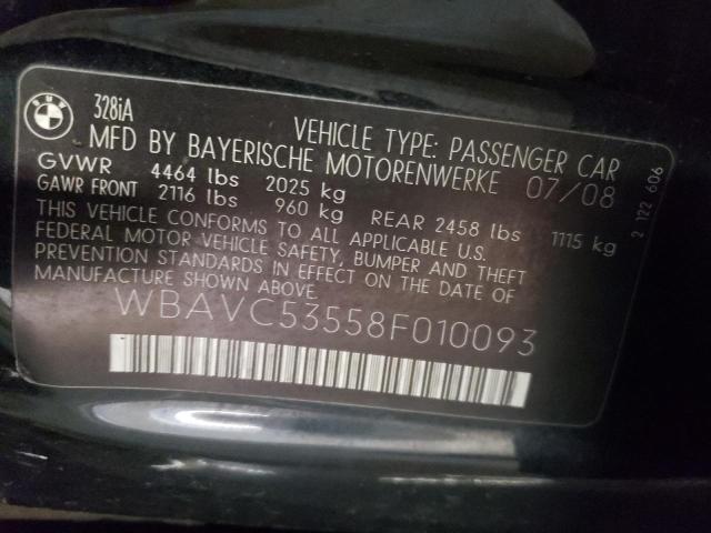 Photo 10 from auction – 2008 BMW 328I with VIN WBAVC53558F010093