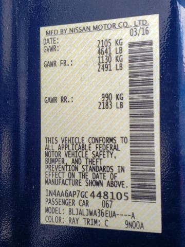 Photo 10 from auction – 2016 NISSAN MAXIMA 3.5 with VIN 1N4AA6AP7GC448105