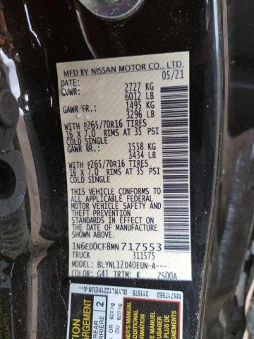 Photo 10 from auction – 2021 NISSAN FRONTIER S with VIN 1N6ED0CF8MN717553