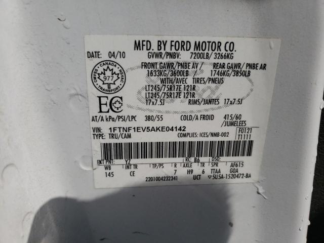 Photo 10 from auction – 2010 FORD F150 with VIN 1FTNF1EV5AKE04142