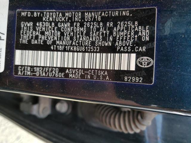 Photo 10 from auction – 2016 TOYOTA CAMRY LE with VIN 4T1BF1FK8GU612533