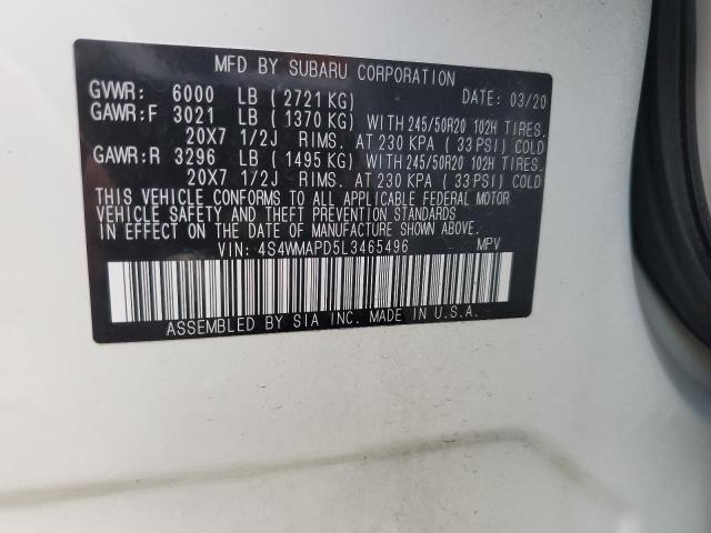 Photo 10 from auction – 2020 SUBARU ASCENT LIM with VIN 4S4WMAPD5L3465496