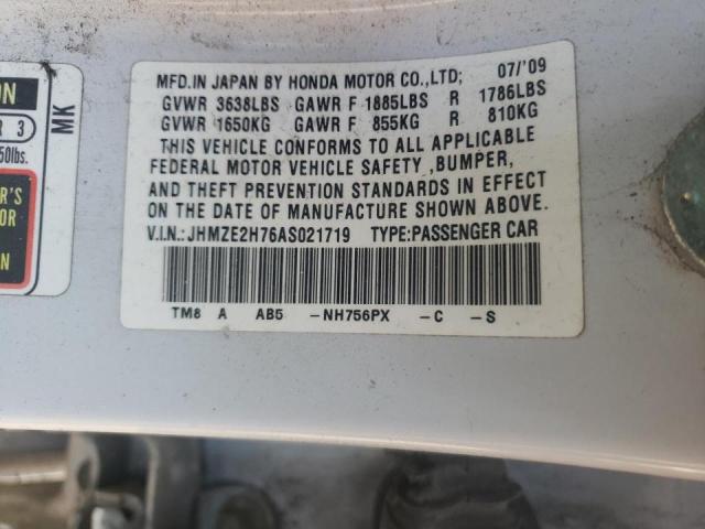 Photo 10 from auction – 2010 HONDA INSIGHT EX with VIN JHMZE2H76AS021719