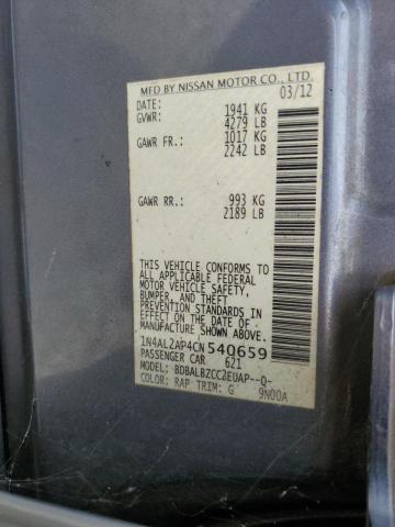 Photo 10 from auction – 2012 NISSAN ALTIMA with VIN 1N4AL2AP4CN540659