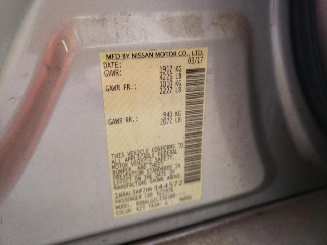 Photo 10 from auction – 2017 NISSAN ALTIMA 2.5 with VIN 1N4AL3AP2HN344572