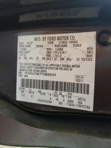 Photo 10 from auction – 2007 FORD EXPLORER E with VIN 1FMEU74E77UB55331
